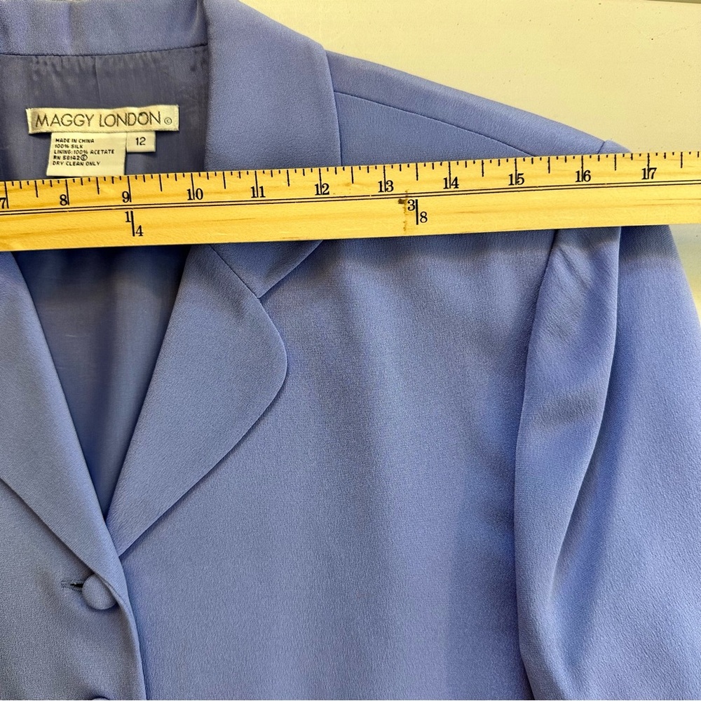Maggy London 100% Silk 2-Piece Sz 12 Skirt Suit Periwinkle Lined MOB Formal - Picture 6 of 16